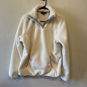 Eddie Bauer Sherpa Honeycomb Fleece Snap Ivory White Pullover Women’s Small